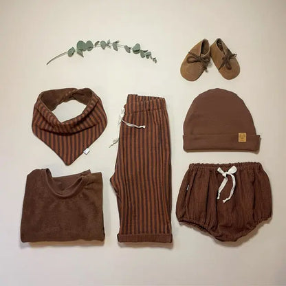 Félix, le pantalon bébé et enfant (0-6 ans) "Rayé Marron Chocolat" Ma boutique