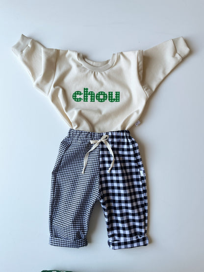 Félix, le pantalon bébé et enfant  (0-6 ans) Vichy noir "bi-goût