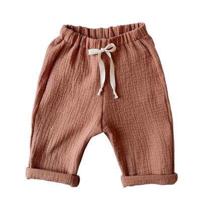 Félix, le pantalon bébé et enfant (0-6 ans) "Double gaze de coton Argile"