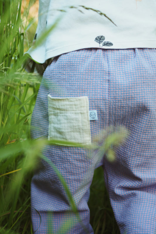 Félix, le pantalon bébé et enfant (0-6 ans) "Vichy Bleu + Rose"