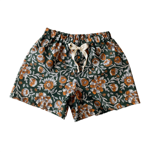 Malo, le short bébé et enfant (6 mois - 6 ans) "blockprint vert"