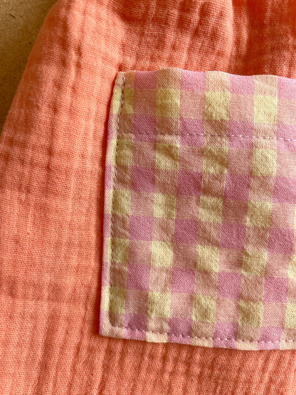 Le short corail + vichy vanille fraise (24-36m) - PIÈCE UNIQUE