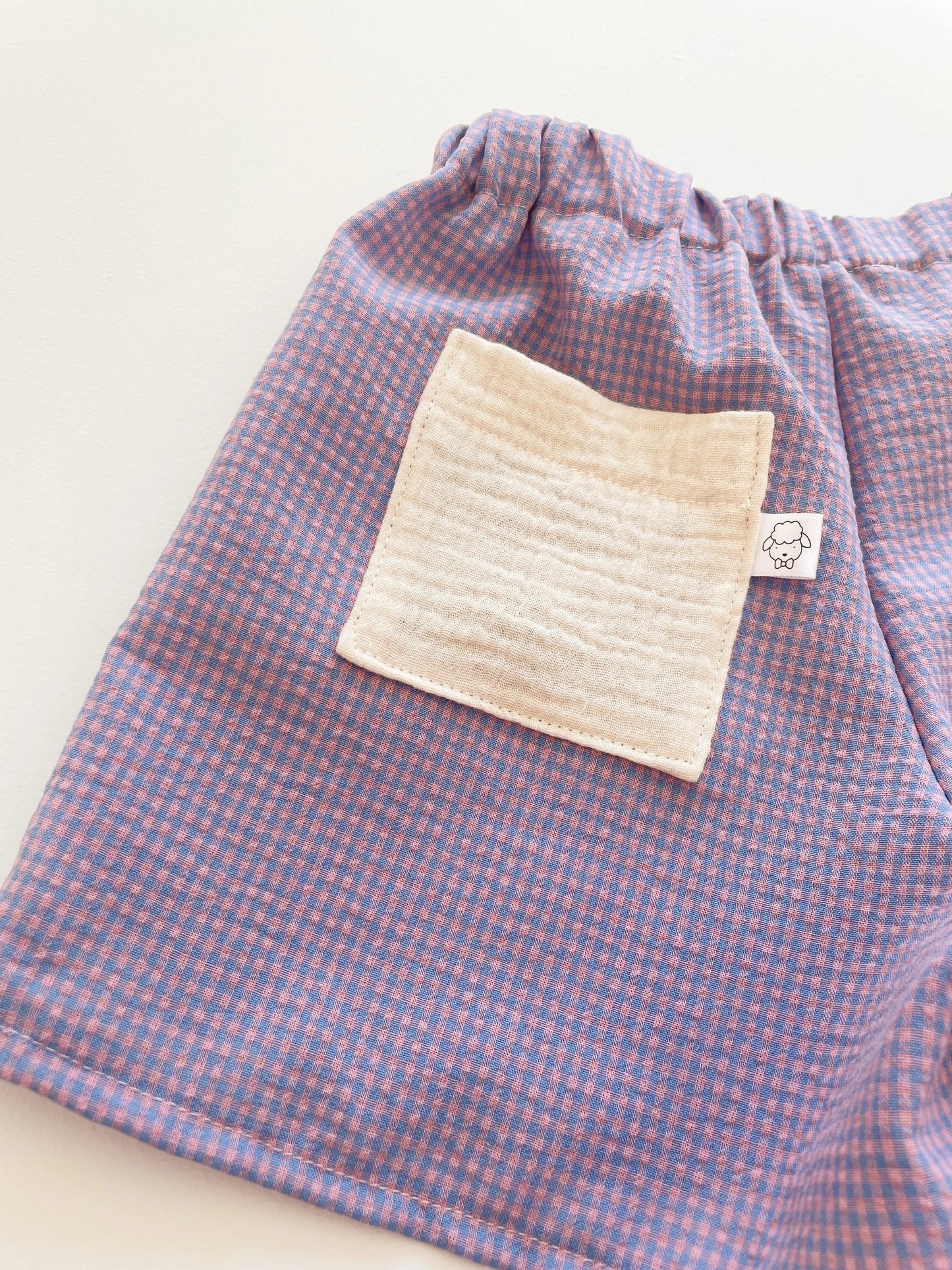 Malo, le short bébé et enfant (6 mois - 6 ans) "Vichy Bleu + Rose" MOUSSE ET COMPAGNIE