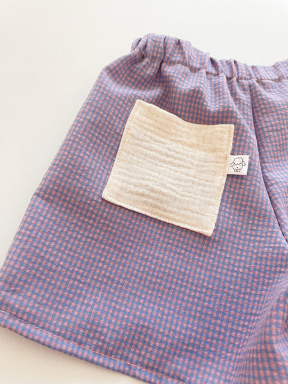 Malo, le short bébé et enfant (6 mois - 6 ans) "Vichy Bleu + Rose" MOUSSE ET COMPAGNIE