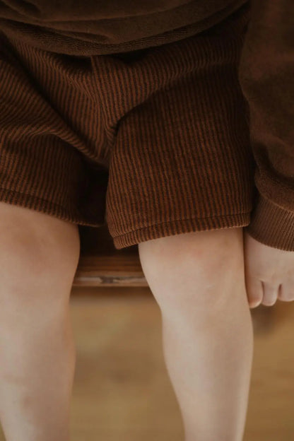 Malo, le short bébé et enfant (6 mois - 6 ans) "Rayé Chocolat" MOUSSE ET COMPAGNIE