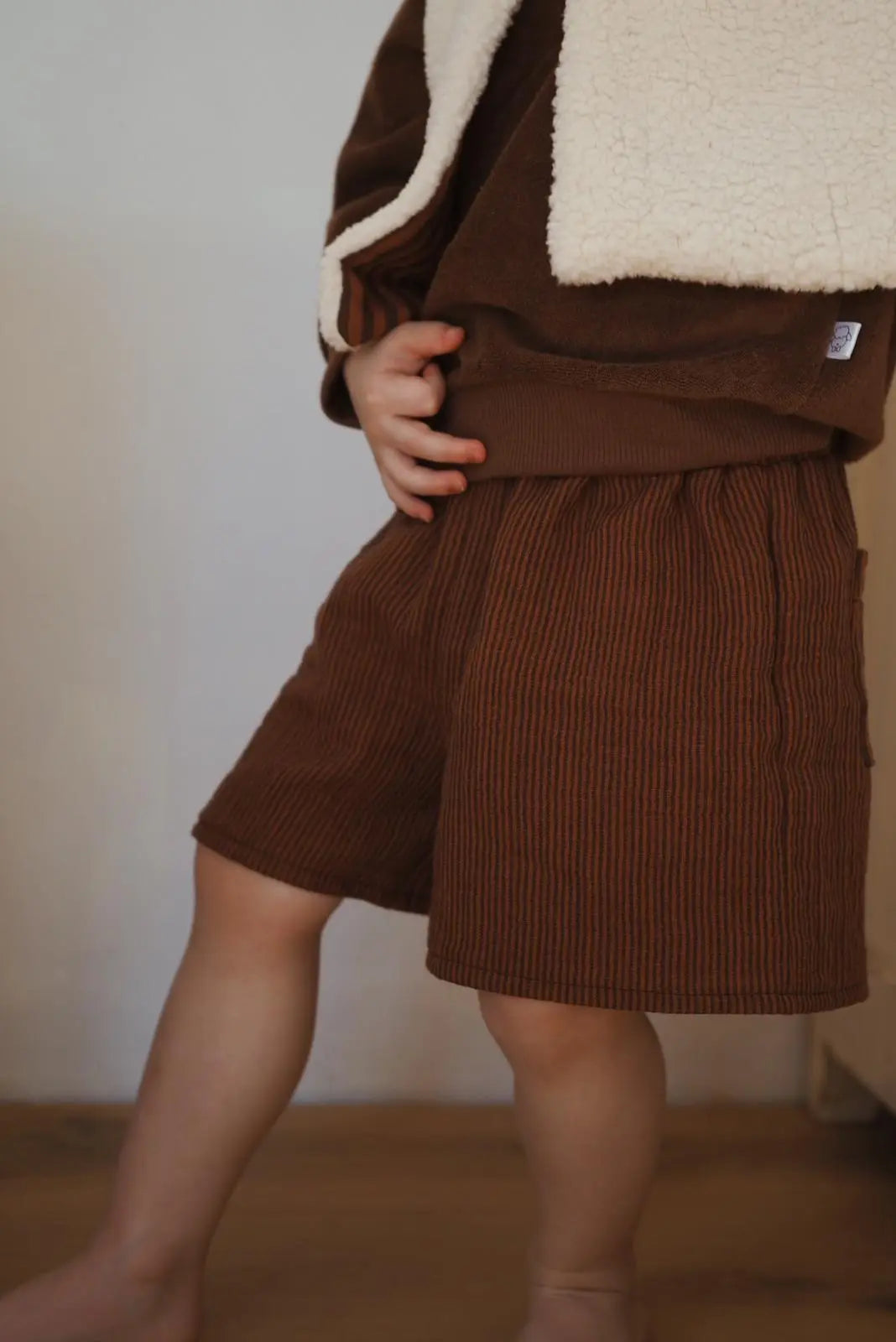 Malo, le short bébé et enfant (6 mois - 6 ans) "Rayé Chocolat" MOUSSE ET COMPAGNIE