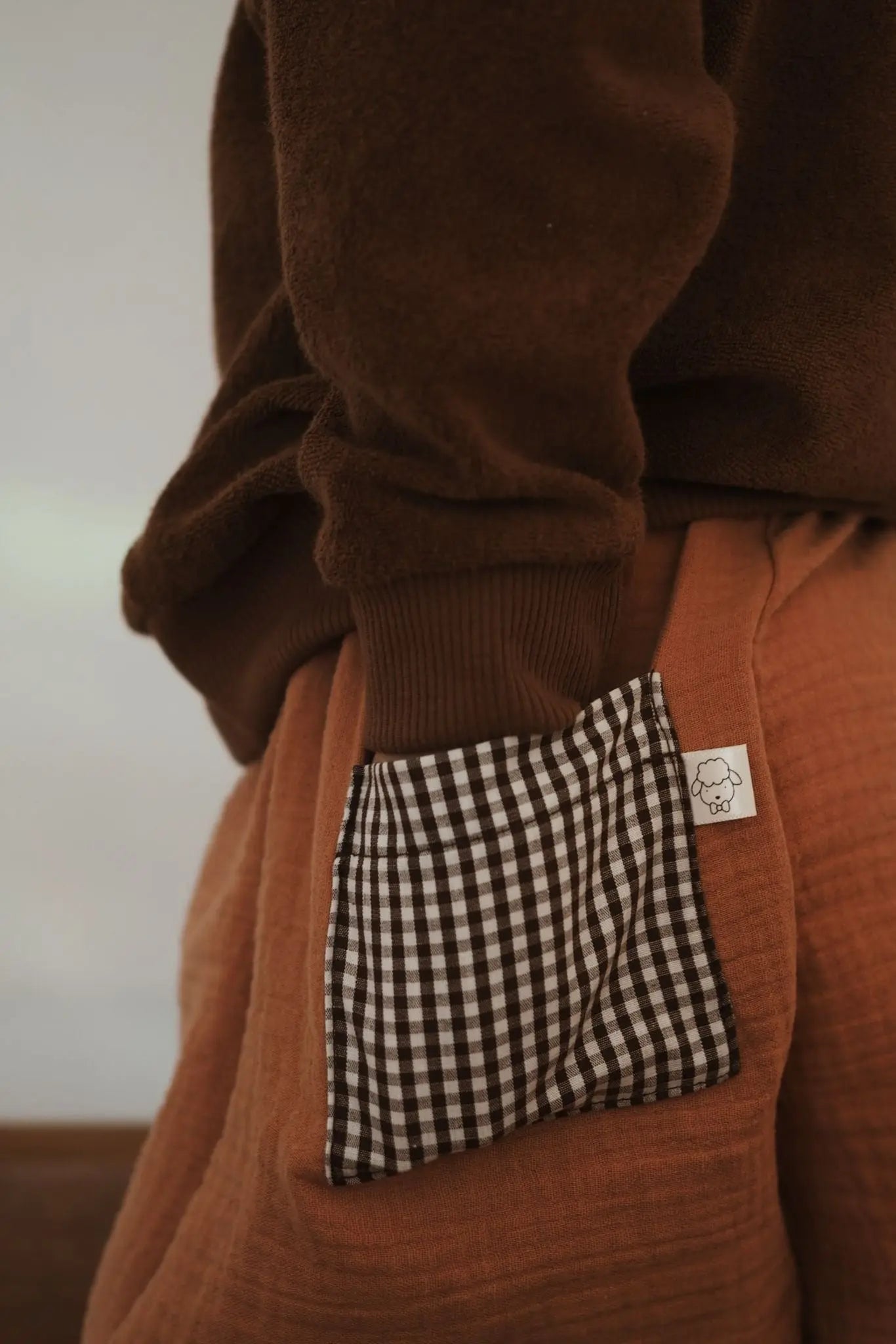 Malo, le short bébé et enfant (6 mois - 6 ans) "Argile + Vichy Chocolat" MOUSSE ET COMPAGNIE