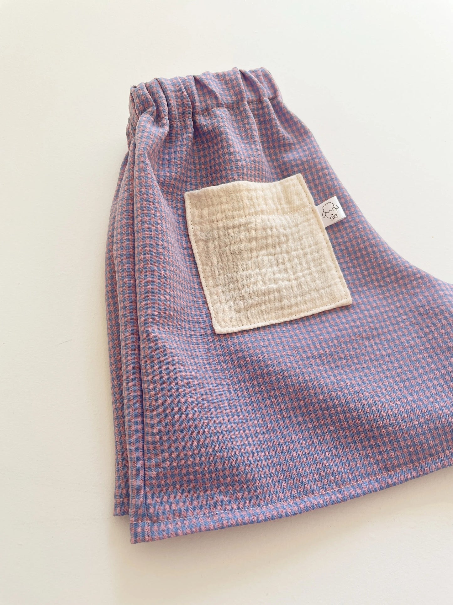 Malo, le short bébé et enfant (6 mois - 6 ans) "Vichy Bleu + Rose" MOUSSE ET COMPAGNIE