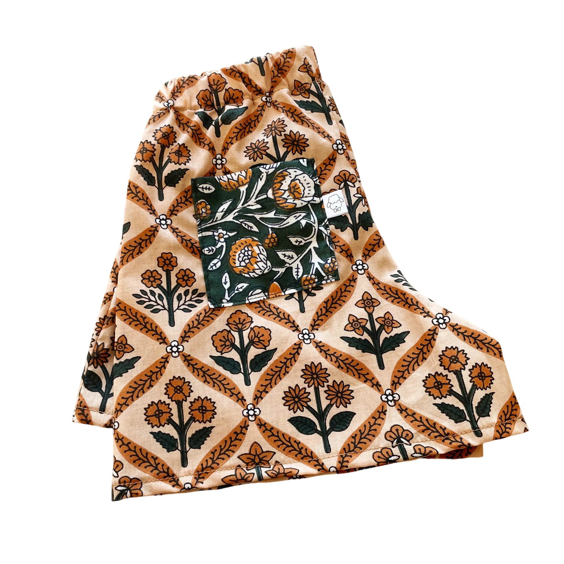 Malo, le short bébé et enfant (6 mois - 6 ans) "blockprint fleuri" MOUSSE ET COMPAGNIE