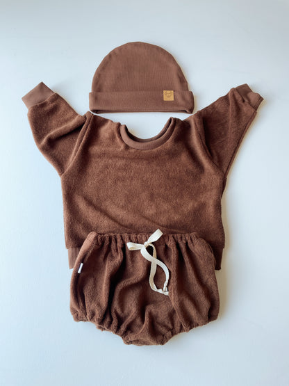 Lulu, le sweat bébé et enfant (0-6 ans) "éponge coton chocolat"