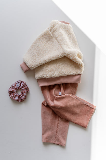 Lulu, le sweat bébé et enfant (0-6 ans) "moumoute et rose"